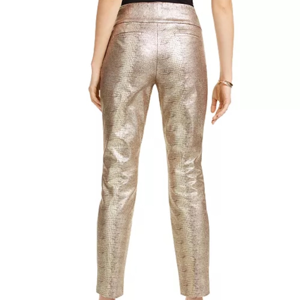 Alfani Gold Tummy-Control Slim Leg Metallic Python-Print Trousers Women’s 14 - Picture 3 of 12